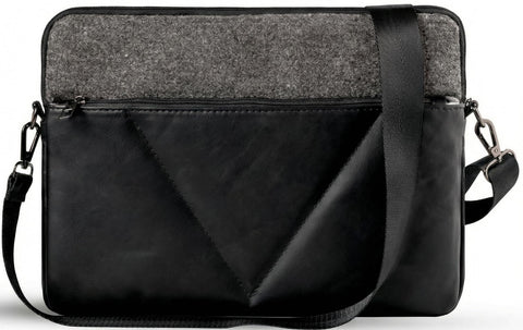 Di Pelle™ Premium PU Leather & Soft Felt Laptop Sleeve Case Compatible with MacBook Air/Pro, HP, Dell, Acer, ASUS Note, All Devices (Black, 13.6)