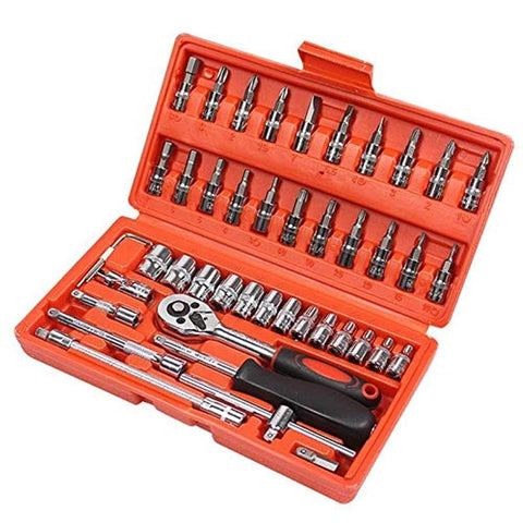 Generic Car Repair Tool 46pcs 1/4-Inch Socket Set Car Repair Tool Ratchet Torque Wrench Combo Tools Kit Auto Repairing Tool Set