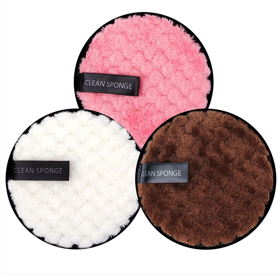 Makeup Remover Pads Reusable Round Soft Facial Cleansing Puffs Towels Double-Side Washable Make Up Removal Microfibre Cloth Multi-Function (3#)