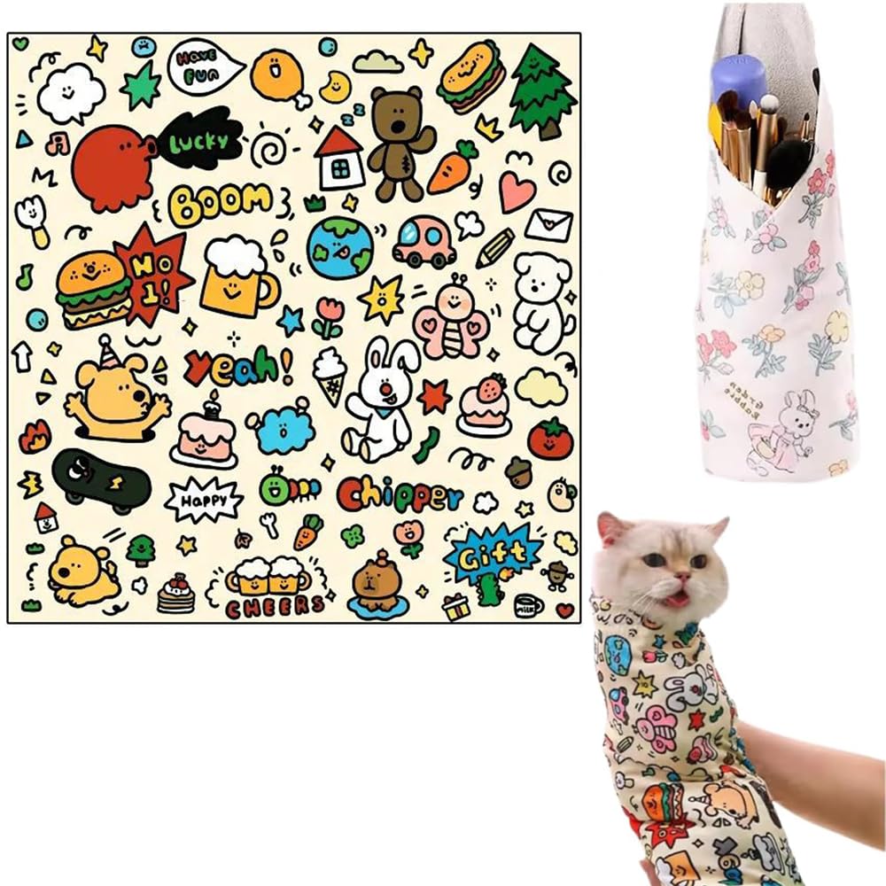 Cat Grooming Wrap for Nail Clipping, Azonee Wrapping cloth for Ear Cleaning, & Teeth Brushing, Cat Restraint Swaddle Wrap 27.6 * 27.6”, Comfortable & Secure, Fits Cats up to 22lbs (XL)