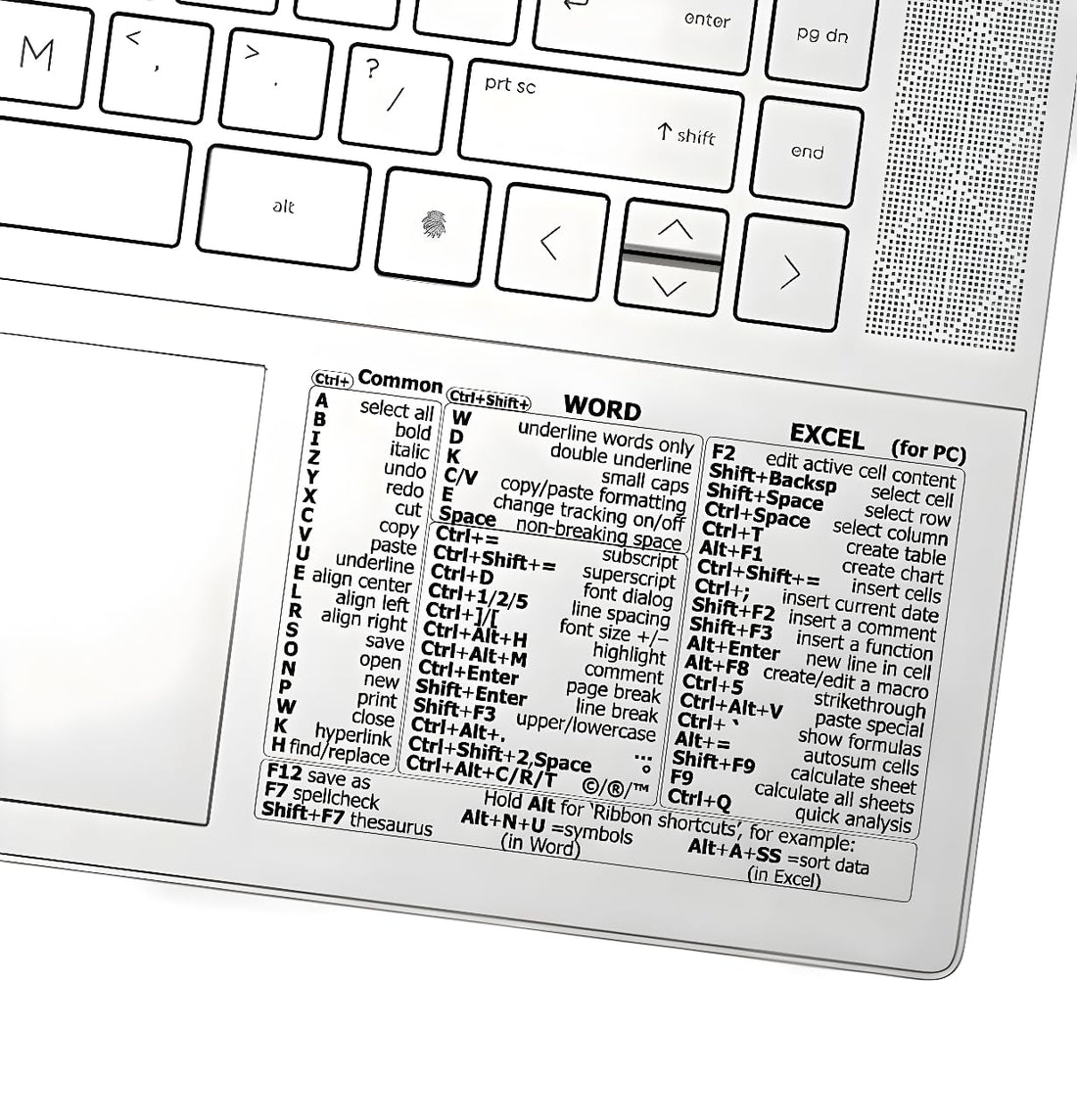 Keyboard Shortcut Sticker for Laptop Reference Guide Keyboard Shortcut Sticker Matt - Laminated Plastic (Clear Matt/Small) (2)