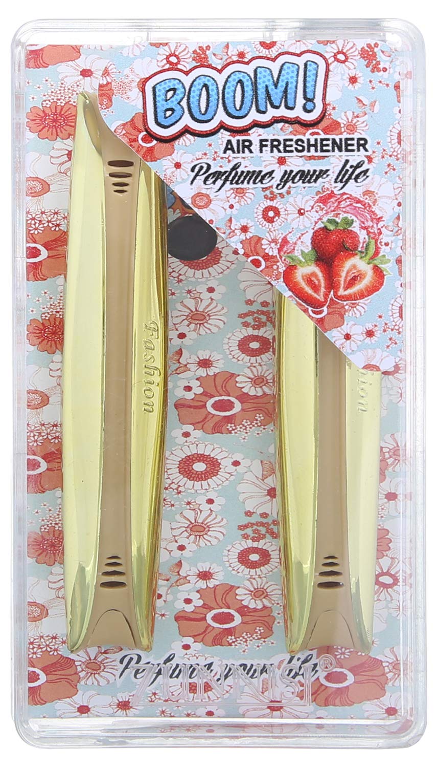 Boom Pen Car Air Freshener, Strawberry - Gold and Beige