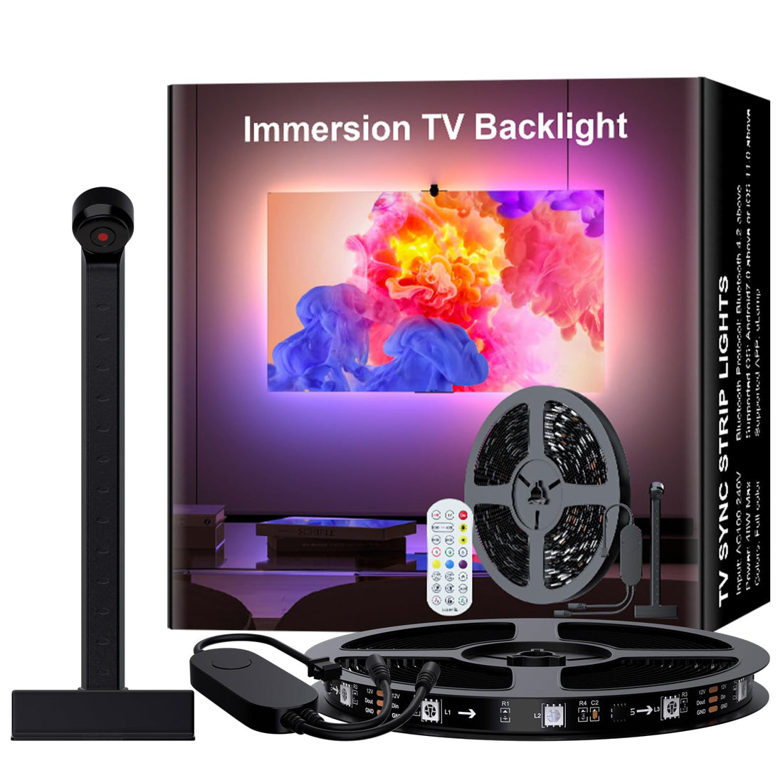 Beauty beast Immersion TV Backlights with Camera, Smart Ambient TV Strip RGB Backlights Led Strip Light Lamp Living Room Strip LED (5 meter)