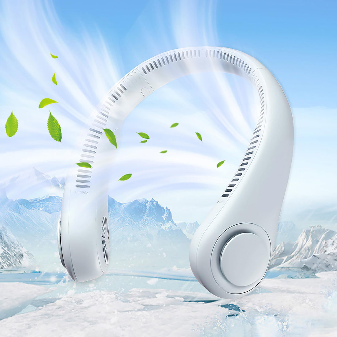 ALLTOP Allucky Bladeless Necklace Fan,Hands Free Bladeless Hanging Sport Fan Portable Neck Fan,Mini Neck-Hanging Double Fan Lazy Neckband Fan For Indoor Outdoor Home Sports Travel (White)