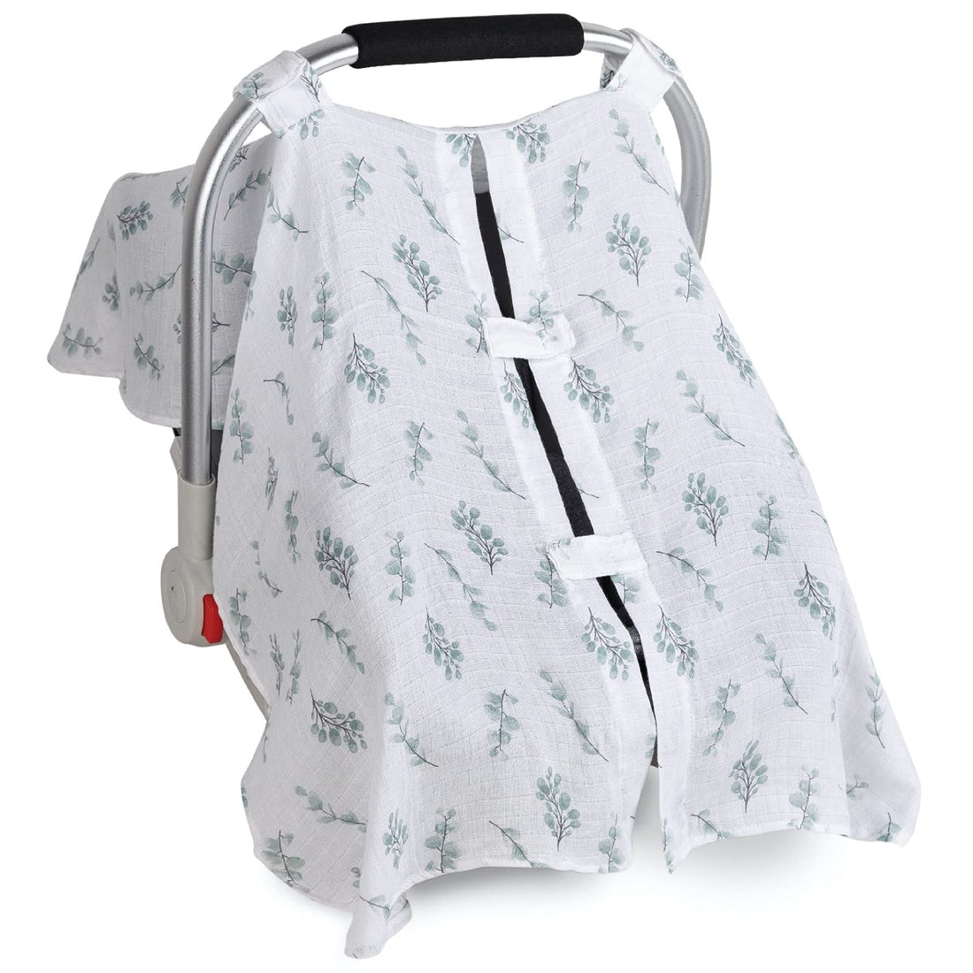Moro Moro 3 Neutral Eucalyptus Pattern Breathable Lightweight 360° Protector Muslin Canopy Car Seat Cover (36In X 24In)