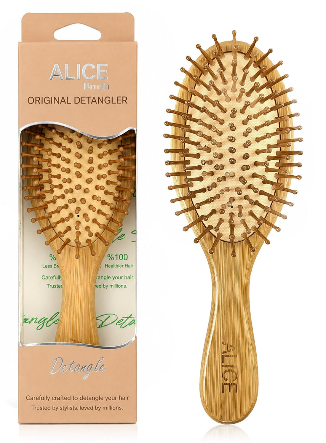 Alice - Hair Brush, Original Detangler, Wood Brush, For Man & Women, Crafted To Detangle Your Hair