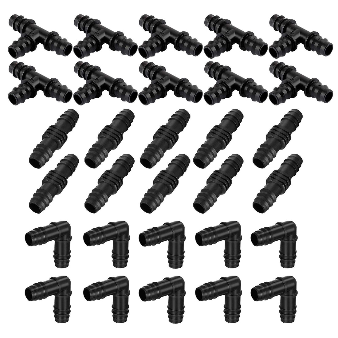 30 Pieces 16mm Pipe Hose Irrigation Connectors Plastic Mixed Connectors for Garden Irrigation Systems