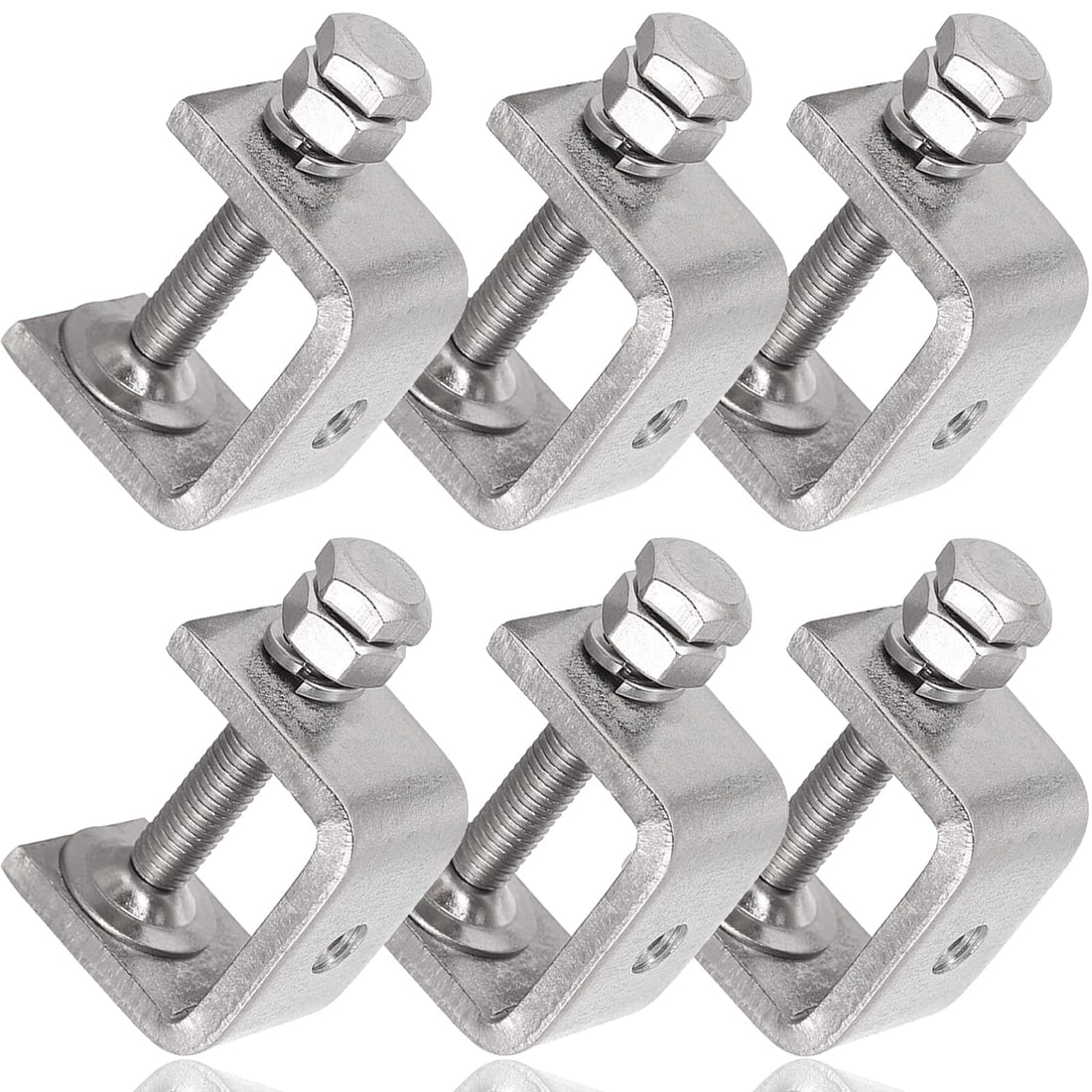 Stainless Steel C Clamps Mini 1 Inch for Mounting, Heavy Duty Metal U Clamps for Metal Working, Small Desk Clamp with Stable Wide Jaw Opening & Protective Pads/I-Beam Design (6pcs)