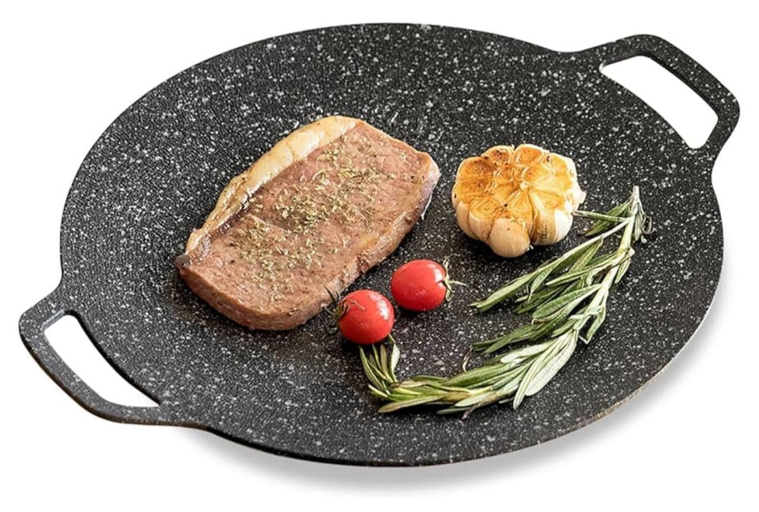 Generic Non-Stick Korean BBQ Grill Pan, Marble Stone Coating, Multi-Purpose Cooking Surface .lem