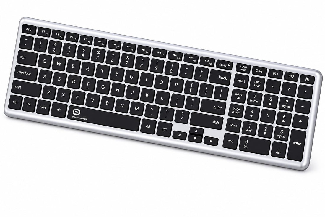 FD K602T Dual Mode Wireless Bluetooth Keyboard – 2.4GHz & Bluetooth 5.0/3.0, Multi-Device Support, Ultra Slim Full-Size Keyboard with Numeric Keypad (Black)