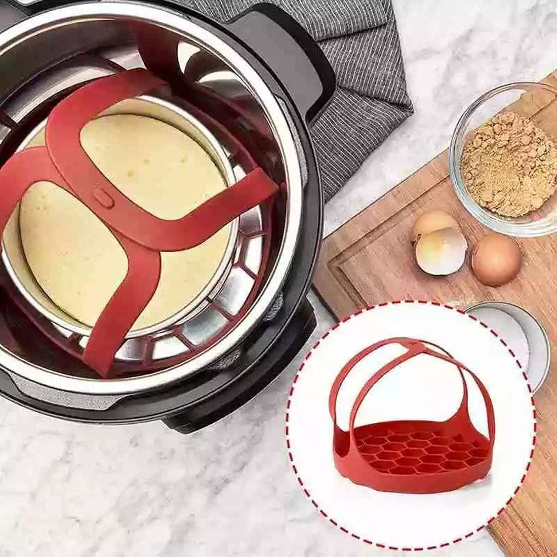 Multifunction Pressure Cooker Sling - Silicone Baking Sling, Anti-Scald Steamer Lifter Attachment-Multicolor