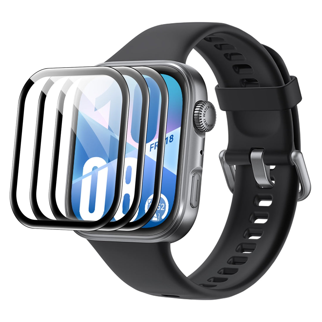 Tieeyivv Pack of 3 Screen Protectors for Huawei Watch Fit 4 for Tempered Glass Screen Protector Soft Film Anti-Bubble Easy Installation Wet Applied Protective Film