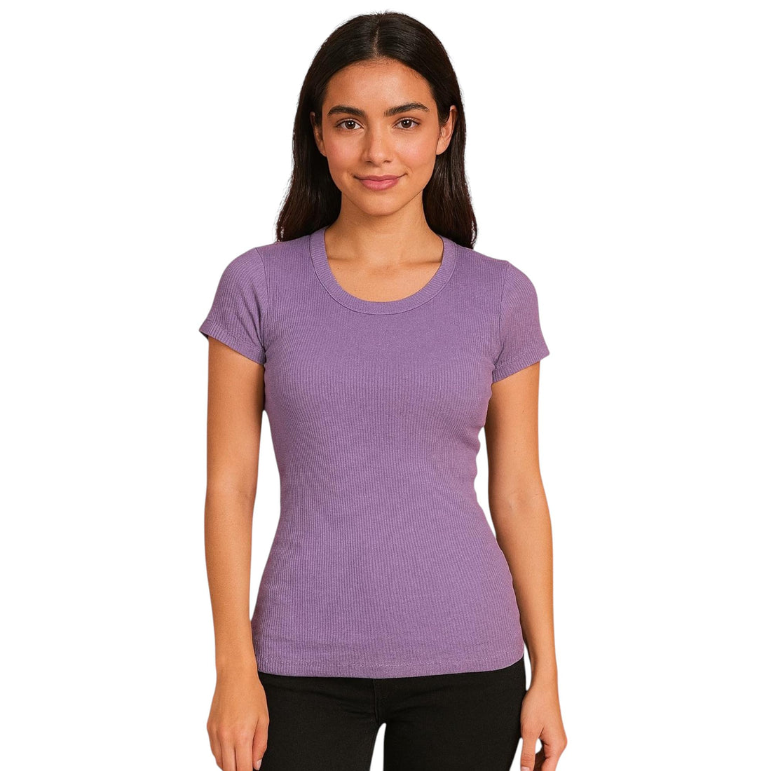 Women’s Basic Ribbed Cotton Fitted T-Shirt | Short Sleeve Summer Top for Casual Everyday Look