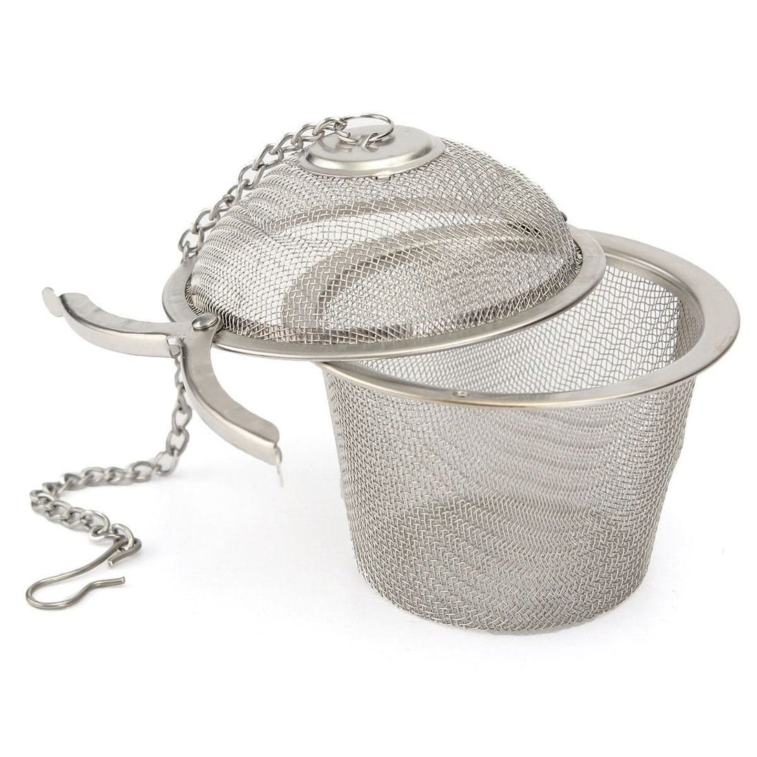 Stainless Steel Tea Filter Infuser 4.5cm Basket Shaped Tea Infuser for Green Tea Loose Tea Leaf and Tea Bags with a Chain and a Hook