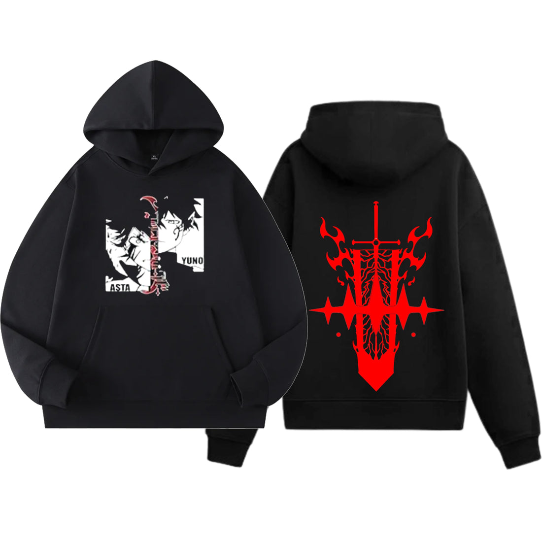 Anime Cotton Hoodie, Black with Amazing Print Design, Pullover Sweatshirt unisex16