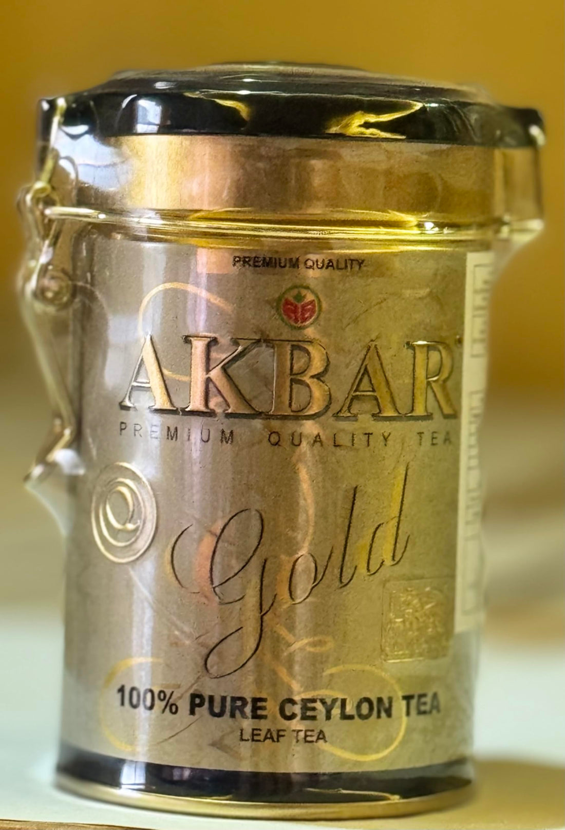 Akbar Gold Premium Quality Ceylon Leaf Tea, 100% Pure, in Decorative Gold Tin