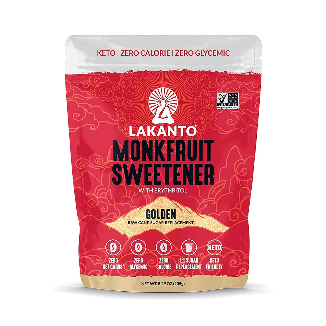 Lakanto Classic Monk Fruit Sweetener - White Sugar Substitute, Zero Calorie, Keto Diet Friendly, Zero Net Carbs, Zero Glycemic, Sugar Replacement (Golden White - 235gram)