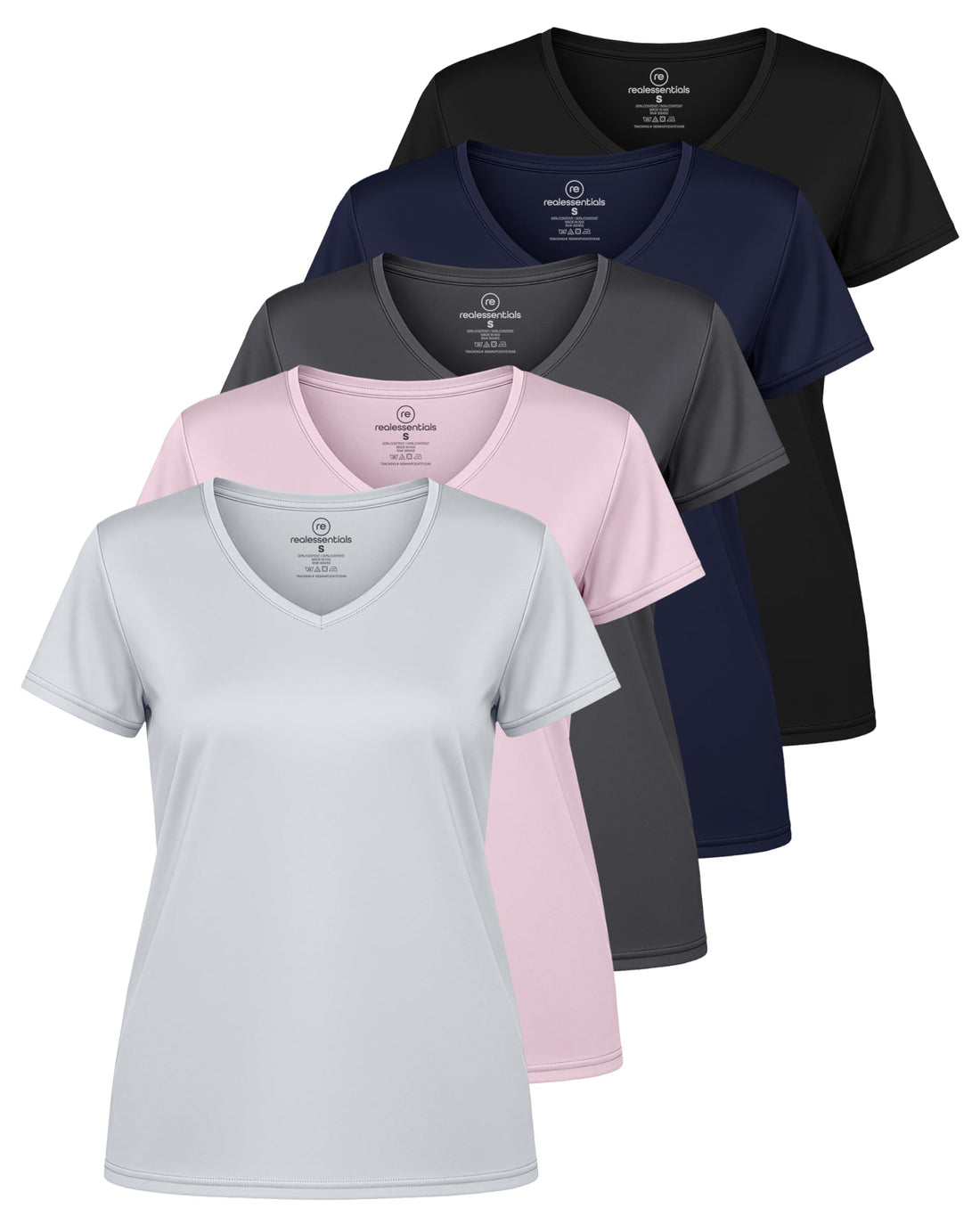 5 Pack: Womens V Neck T-Shirt Ladies Yoga Top Athletic Tees Active Wear Gym Workout Zumba Exercise Running Essentials Quick Dry Fit Dri Fit Moisture Wicking Basic Clothes - Set 6,S, Set 6, S
