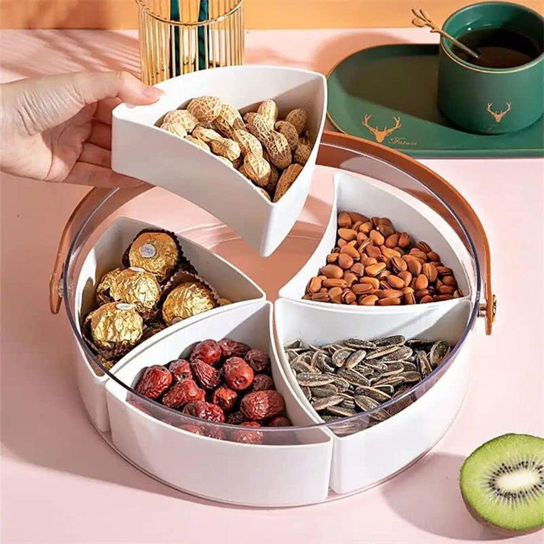 Fruit Serving Tray Nuts, Candies for Living Room Home Coffee Table, Light Fruit Basket Creative Luxury Candy Plate Portable Drying Fruit Storage Basket