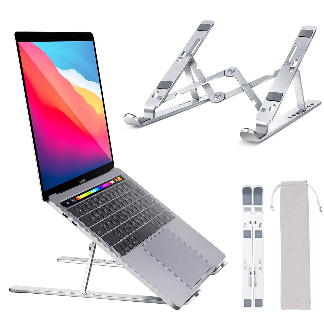 Amoner Laptop Stand, Adjustable Tablet Stand, Aluminum Air-Ventilated Computer Stand Laptop Riser for Desk, Compatible MacBook Air Pro, HP, Lenovo, Dell, and More Laptop, Tablet Under 17”