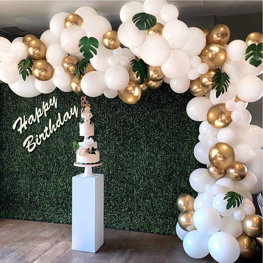 N/B Kids Party Balloons Latex Balloons DIY Balloon Arch for Wedding Birthday Baby Shower Party Decorations White Metallic Gold