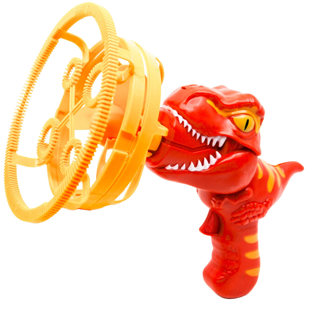 Dinosaur Bubble Blower - Blows Extra Large Bubbles for Kids, Includes Bubble Solution, Batteries and Tray - Red