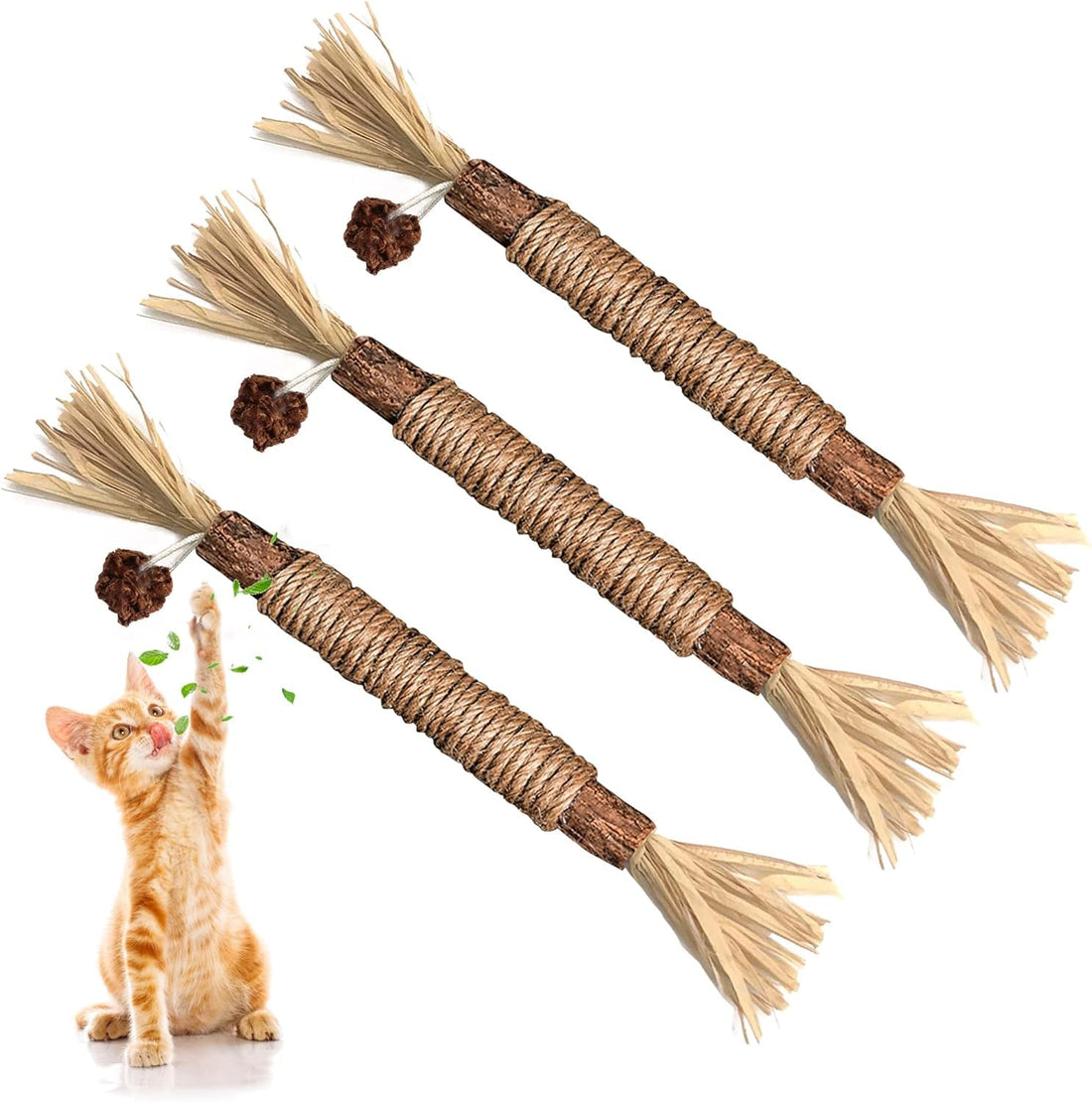 fashion mania 3 Pack Cat Toy, Sticks Cat Toys for Indoor Cats, Cat & Kitten Chew Toys for Aggressive Chewers, Cat Dental Toy for Kitten Teeth Cleaning, for Cats