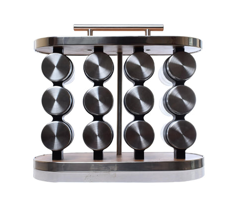 Glass And Stainless Steel Rotating Spice Set 12 Pieces Clear