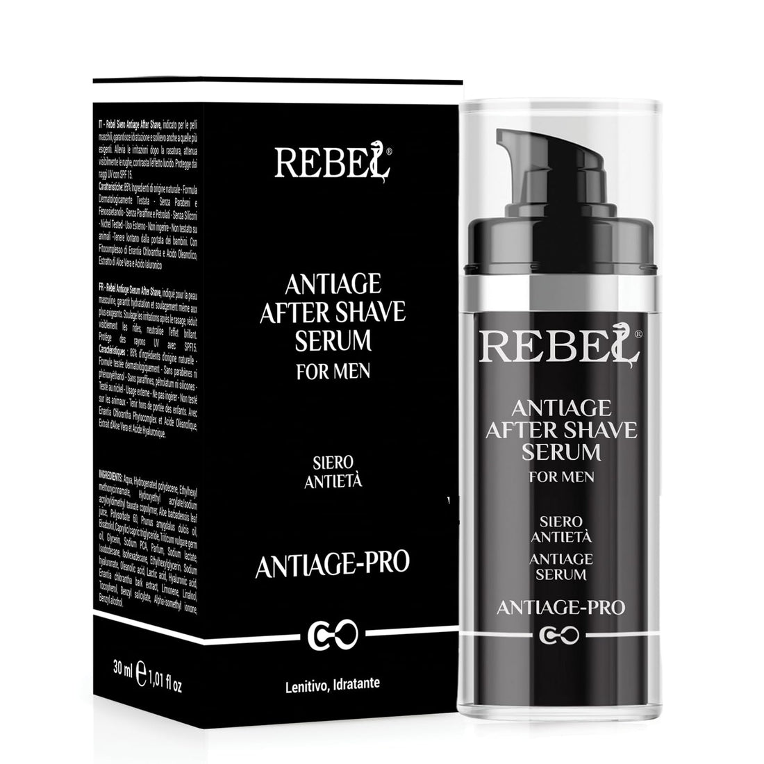 Rebel After Shaving After Shave Serum for Men Natural Anti-Ageing Anti-Wrinkle Soothing Moisturizing with Hyaluronic Acid Vitamins Aloe Vera Daily Use