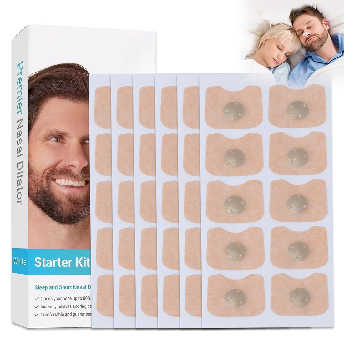 30 Pcs Intake Breathing Nose Magnets Nose Breathing Strips Magnet Magnetic Nose Strip Magnetic Nose Magnet for Breathing Suitable for Family Travel and Business Trip with 4 pcs Nose Clips