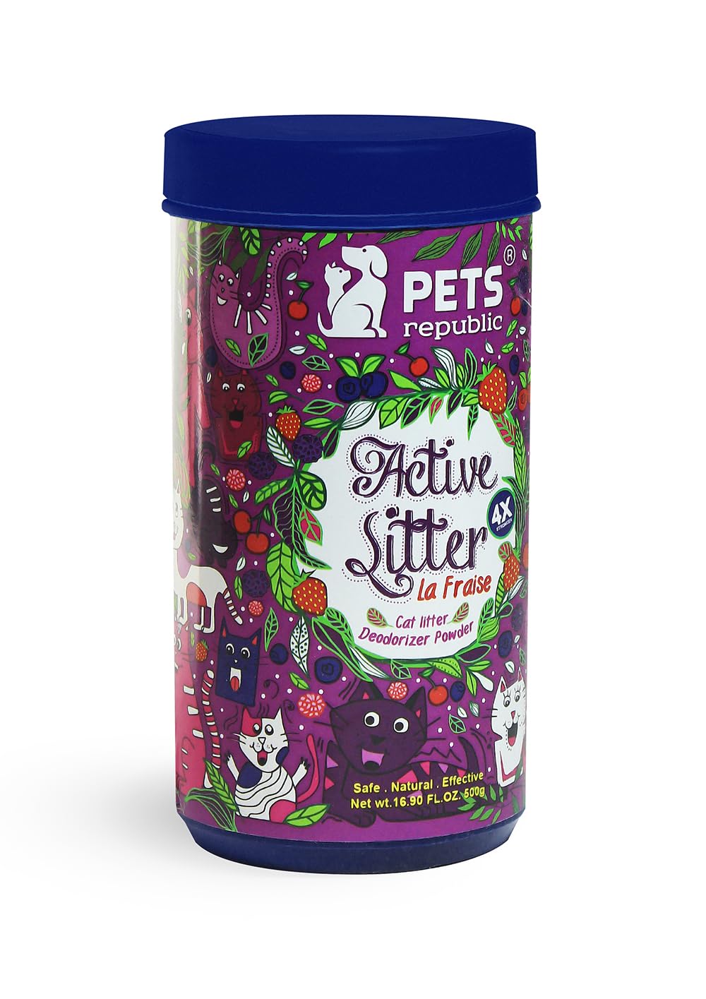 Pets Republic Cat Litter Powder - Non-Toxic, Pet-Friendly Odor Eliminator for Litter Boxes 500g (La Fraise)