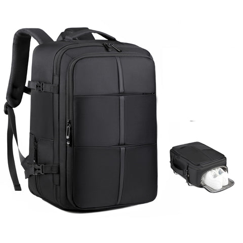 Travel Backpack for Men & Women,17.7in Suitcase Luggage Business Weekender Bag, Expandable Carry On Backpack with USB Charging Port, Airplane Approved, Lightweight Hiking backpack, Black