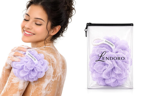 LENDORO Premium Mesh Bath Loofah, Gentle Exfoliation, Deep Cleansing, Quick Dry, for All Skin Types (Random Color)