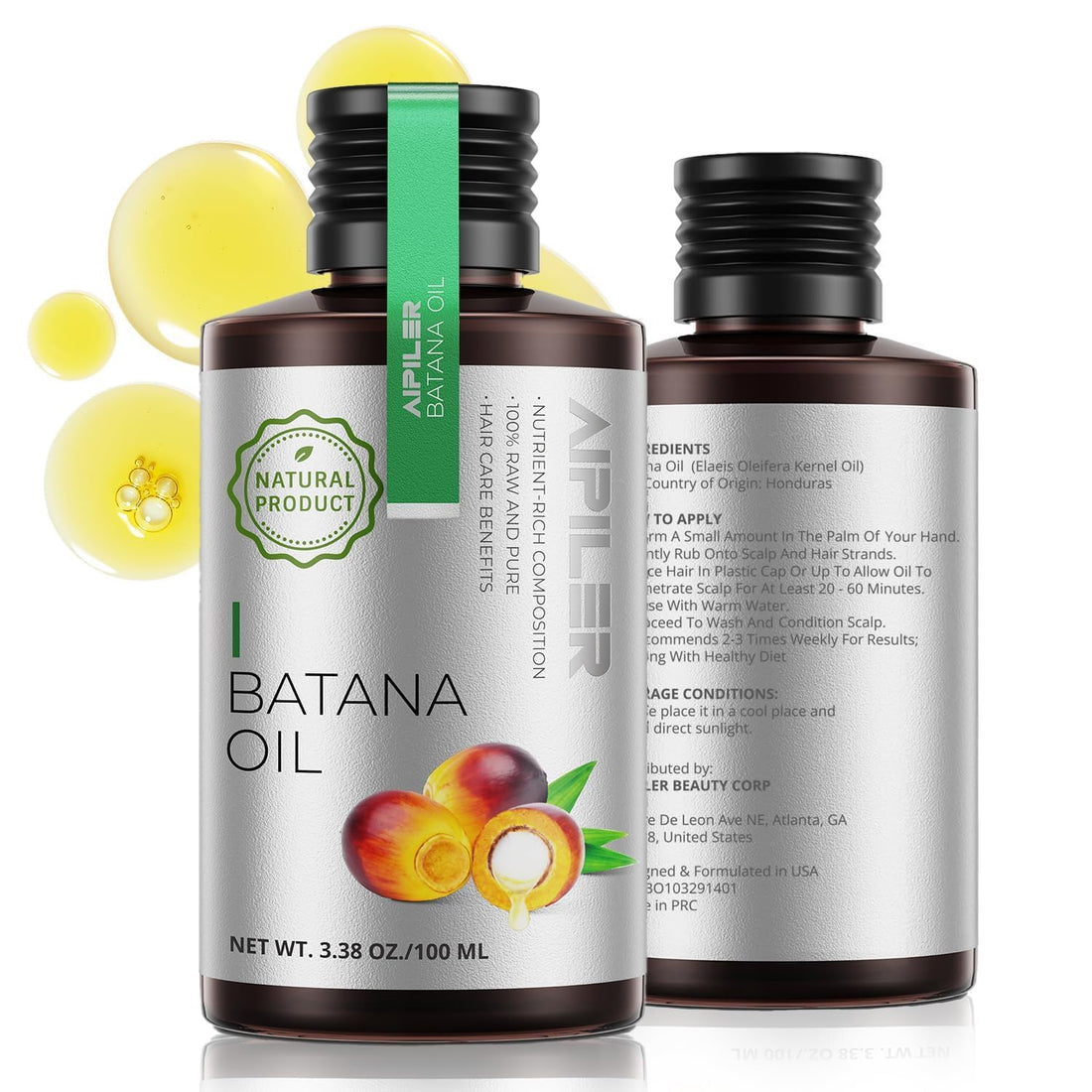 Organic Batana Oil for Hair Growth: Dr Sebi approved unrefined 100% pure and raw from Honduras for women and man everyday nature hair care