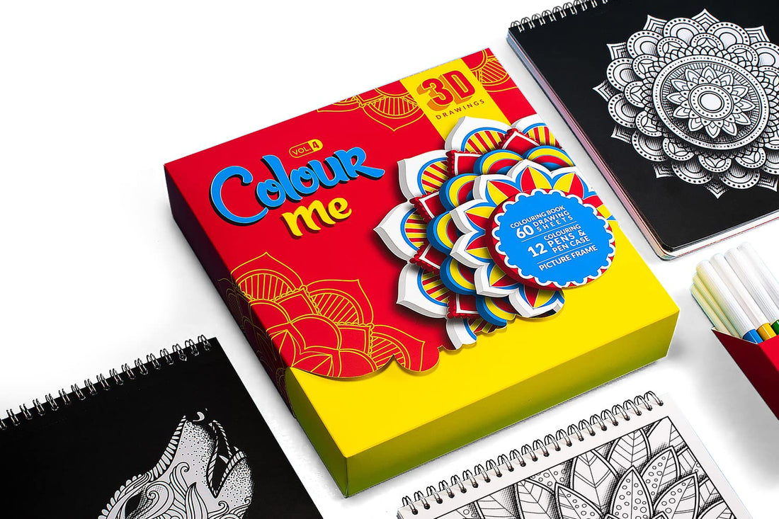Adult's Color Me 3D Coloring Book with 12 Crayons & 2 Gifts (4)