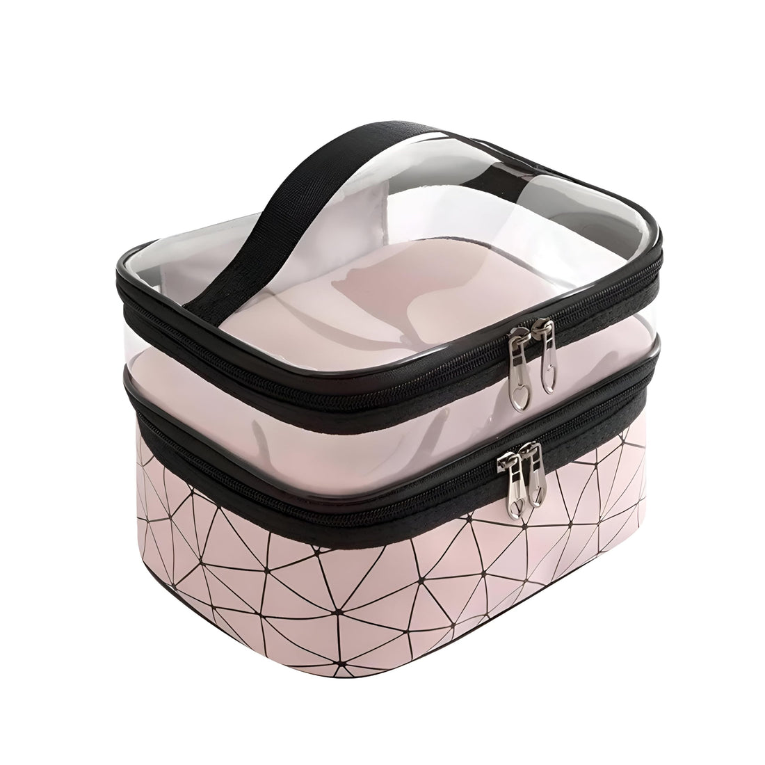 Double-layered makeup and cosmetics bag for women-travel-friendly multi-layer cosmetic bag with pockets for lipstick, brushes and essentials (1 option)