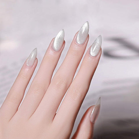 3D MIRROR NAILS - 12 pcs PRESS ON NAILS - MIRROR False Nails, Perfect For Parties+ 1 SHEET DOUBLE FACE- (N6)