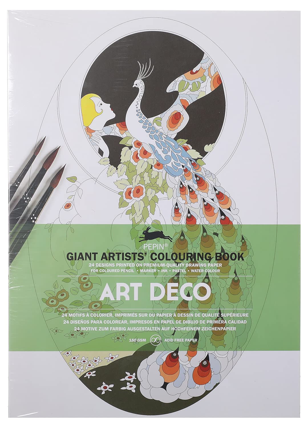 Pepin Giant artist's art Deco Coloring Book - 24 Designs