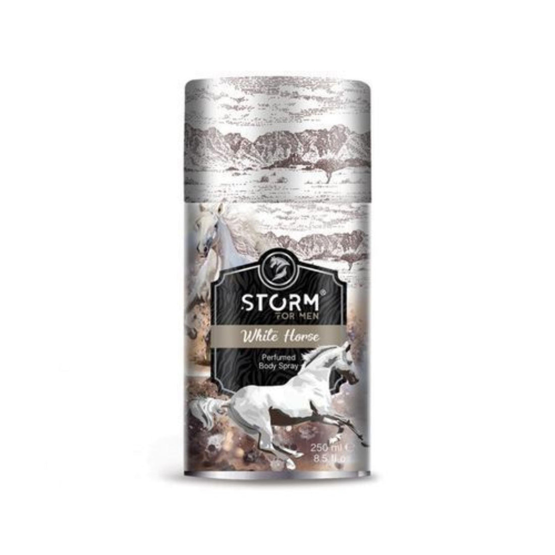 STORM For Men, Made in Turkey, 250ml Perfumed Bodyspray with Long Lasting Luxurious and Exhilarating Fragrance. (White Horse)