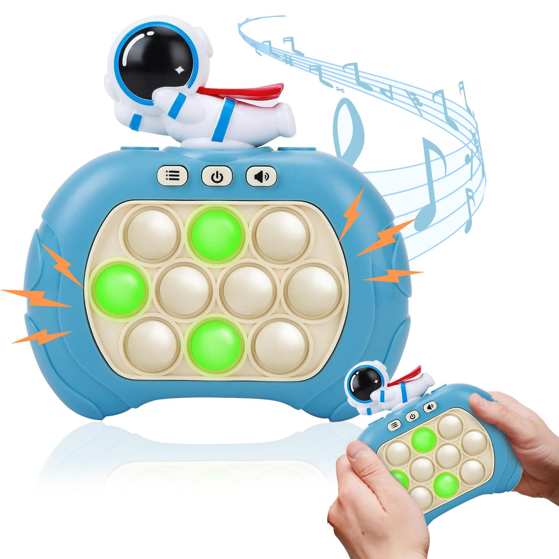 Fast Push Bubble Game for Kids and Adults, Handheld Puzzle Game Machine, Durable Pop Game for Cognitive Skills Development, Excellent Audio Quality & Button Control. (Blue Astronaut)