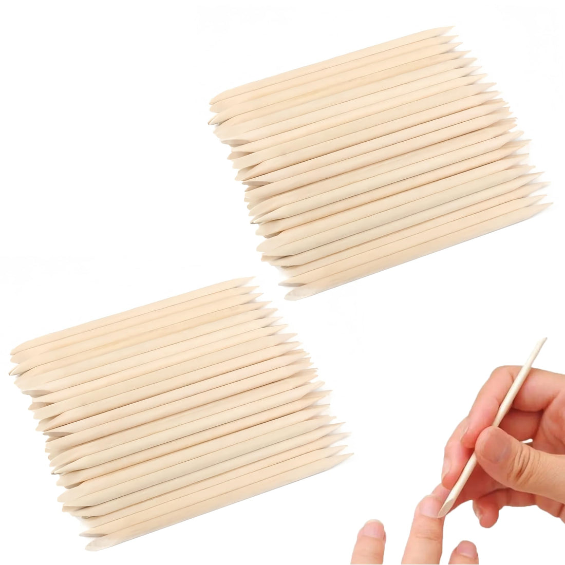 200Pcs Orange Sticks for Nails, Double-Sided Design Cuticle Sticks, Sturdy Orange Wood Sticks, Wooden Nail Sticks Cuticle Pusher for Manicure and Pedicure and DIY Nail Stickers Pearl Rhinestones