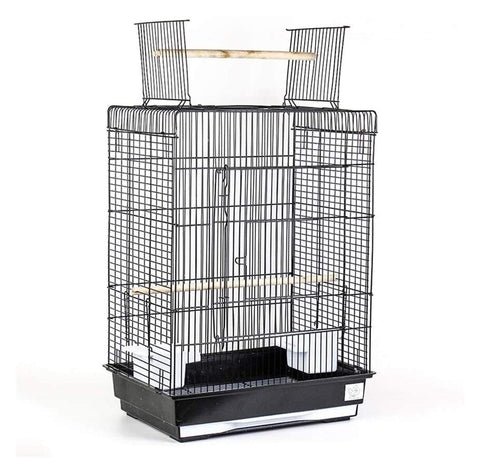 Large Bird Cage - Open Top Metal Birdhouse for Budgies, Lovebirds, Finches, Cockatiels, Canaries, Parakeets - Travel Parrot Cage (Black)