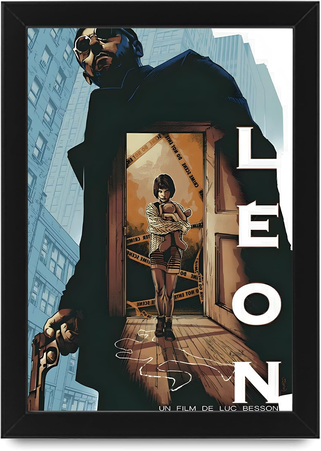 Leon: The Professional Movie Poster - Timeless Cinema Artwork Depicting the Iconic Bond Between Leon and Mathilda (Black)
