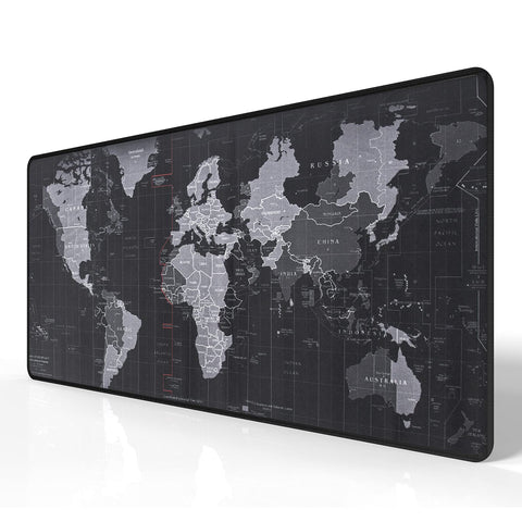 World Map Extended Gaming Mouse Pad, Large Desk Mat with Stitched Edges, Non-Slip Rubber Base, Smooth Surface Keyboard & Mouse Pad for Gaming, Office, Laptop & Desktop, 70 × 30 cm – Multi-Color