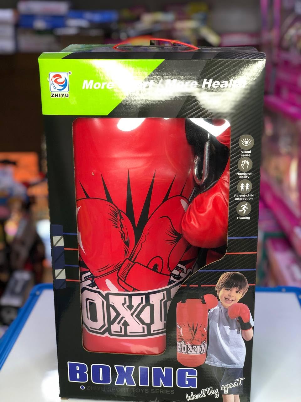 Kids Boxing Set with Training Bag 46cm and Gloves, Red