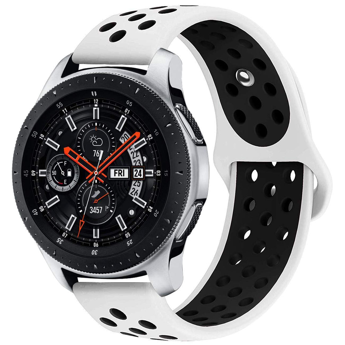 Smart Band Classic Watch 22mm, Soft Breathable Silicone Strap Replacement Watch s compatible for Samsung Gear S3 and Galaxy Watch 46mm, White and Black
