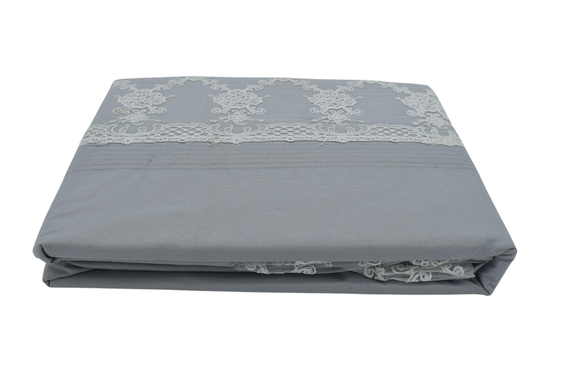 Diva Flat Cotton Bed Sheet Set of Flat Sheet 240x260 cm, 2 Pillowcases 70x55 cm, and Large Pillowcase 180x45 cm, 4 Pieces - Grey