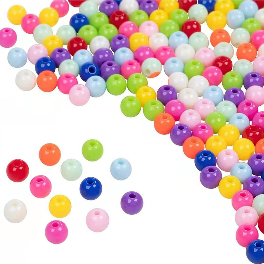 100Pcs Bubble Beads for Crafts,6mm Smooth Acrylic Round Loose Beads,Use for Parents-Child Campaign,Inspiring Creativity,Bringing Fun for Children,Multicolor