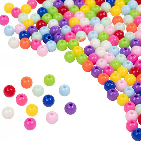 100Pcs Bubble Beads for Crafts,6mm Smooth Acrylic Round Loose Beads,Use for Parents-Child Campaign,Inspiring Creativity,Bringing Fun for Children,Multicolor