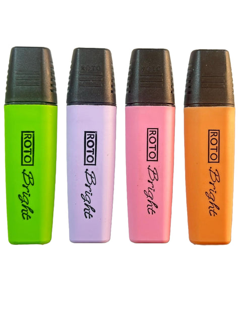 Roto - Bright Pastel, Highlighters, Super Fluorescent Highlighter, 4 PCS, Multicolor